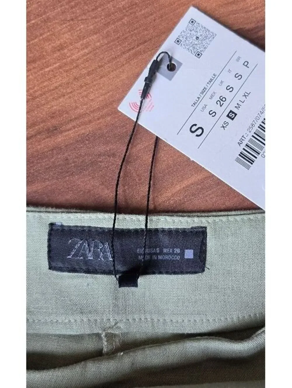 NWT ZARA Sage Green Ruched Asymmetrical Mini Skort Gold Buttons Sz Small, #132